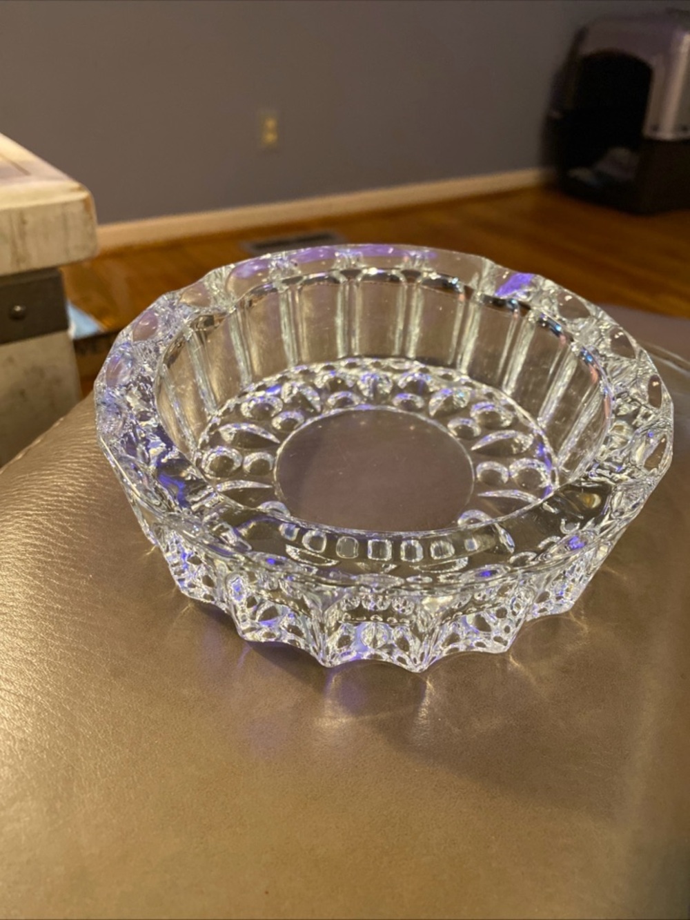 Vintage Clear Pressed Glass Decorative Ashtray